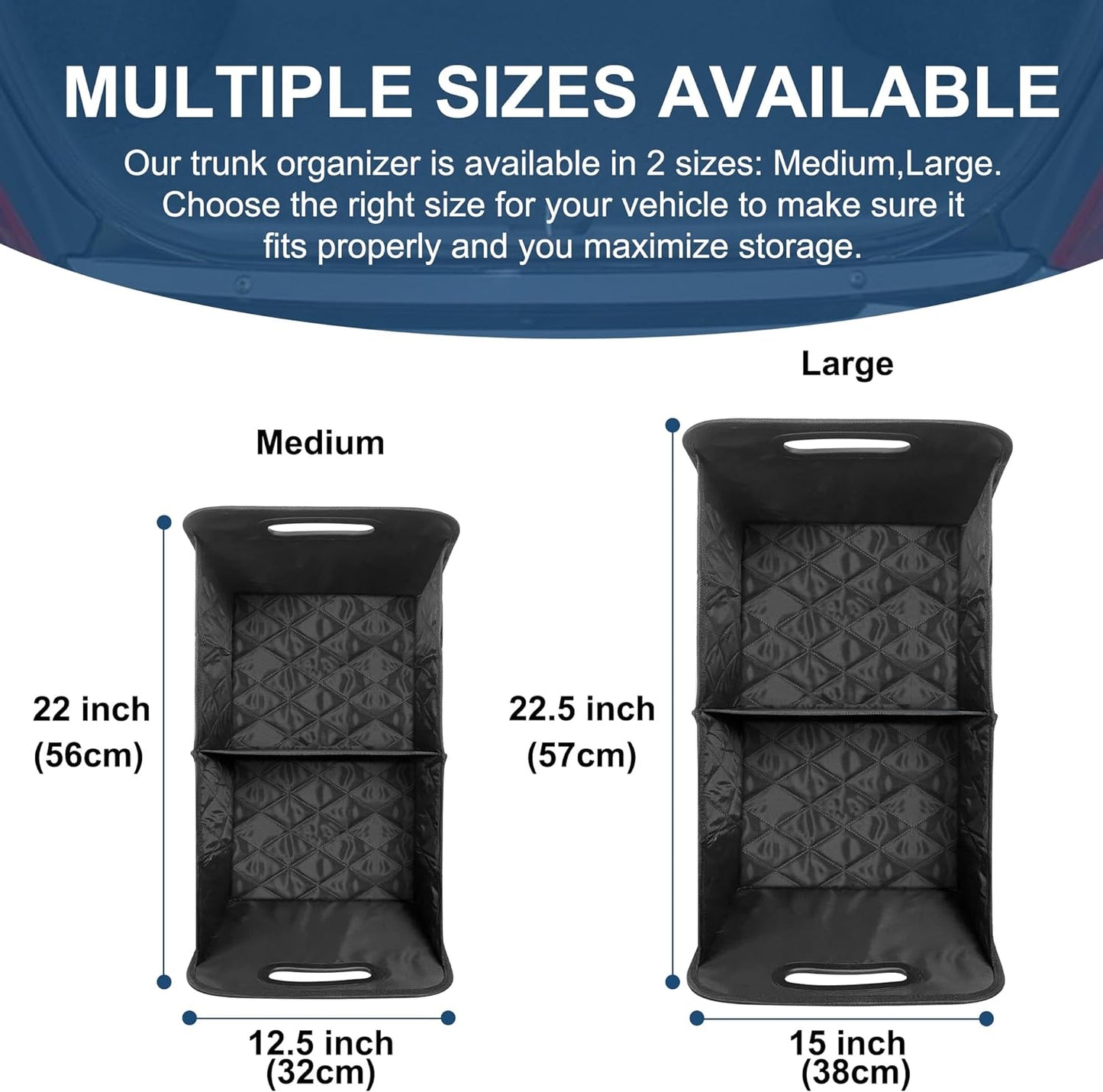 Car Trunk Organizer for SUV, Car Organizers and Storage with 6 Pocket, Car Accessories for Women/Men 50Lwaterproof Polyester Trunk Organizer, Black