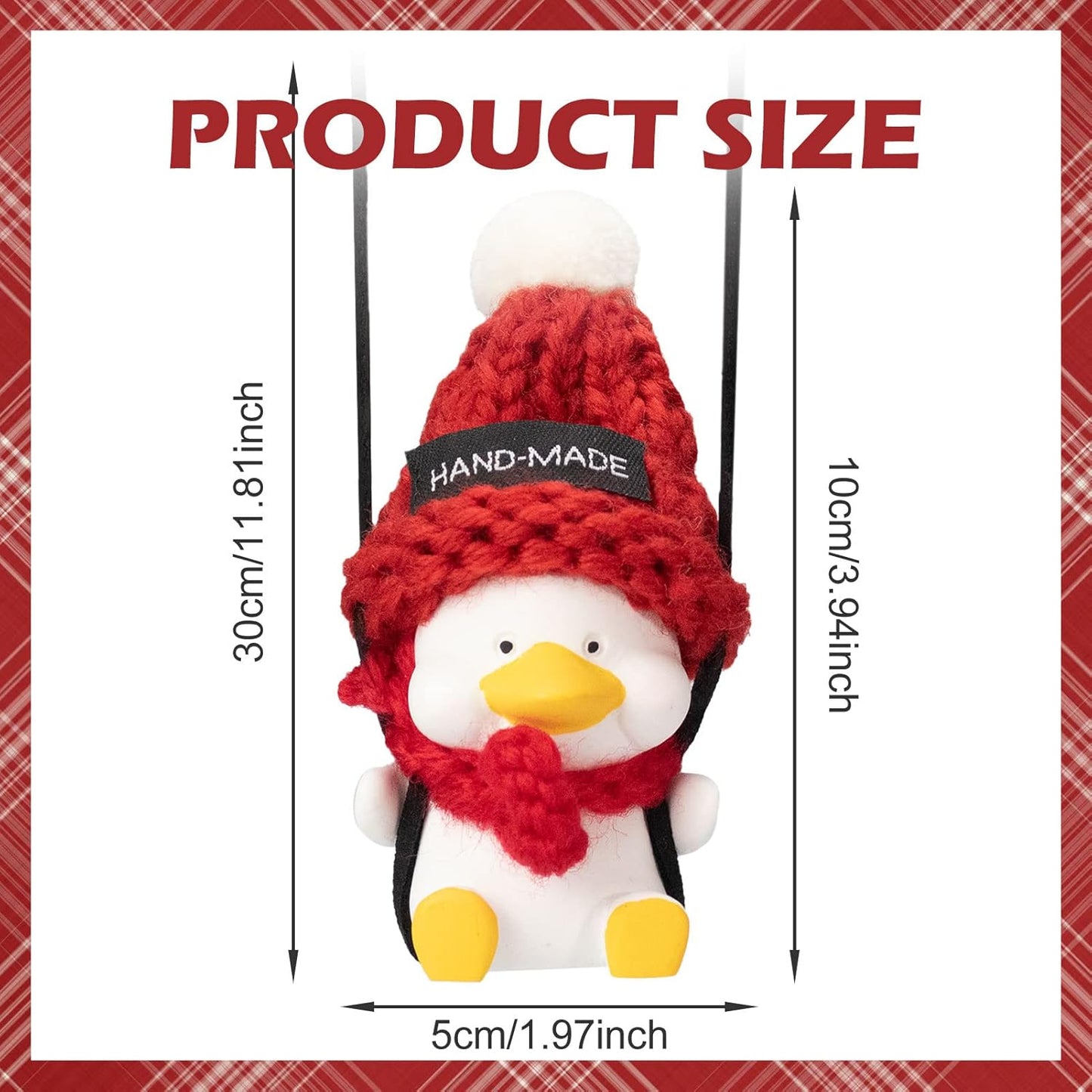 Swinging Duck Car Hanging Ornament Christmas Deor, Cute Swing Duck Car Mirror Hanging Accessories, Hanging Swing Duck Car Pendant with Red Scarf