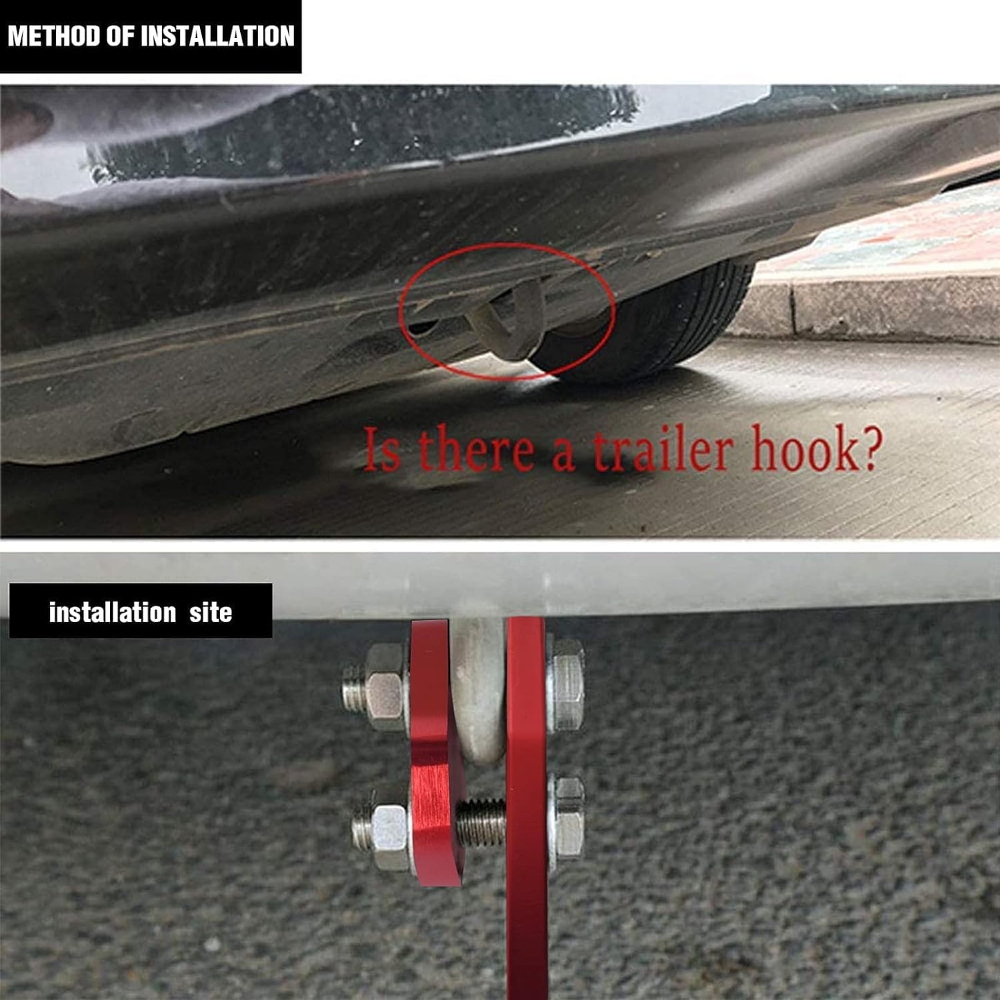 Rear Tow Towing Hook for Universal Car Auto Trailer Ring Aluminum Racing Trailer Hook Red