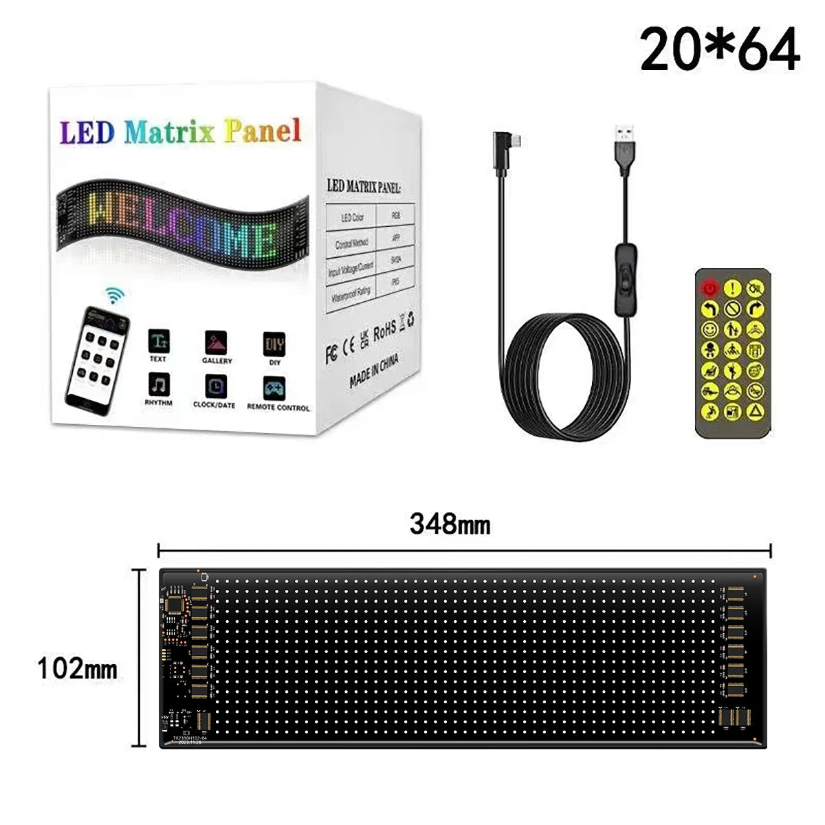 Car LED Sign Bluetooth APP LED Matrix Pixel Panel Night Light DIY Programmable Flexible LED Display for Car Store Hotel Bar