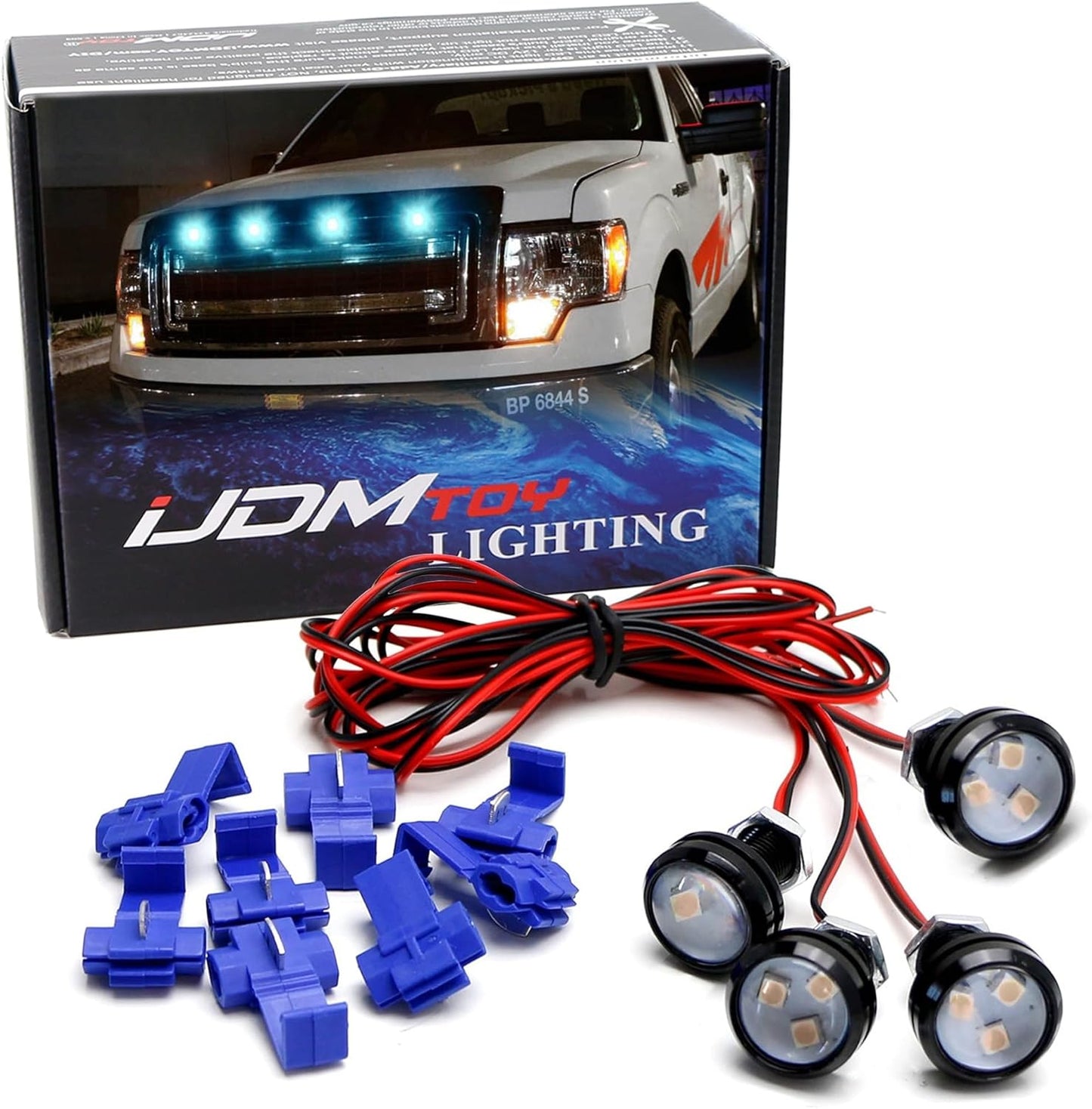 4Pc Set Custom Retrofit Amber Yellow Front Grille Mesh Mount LED Lighting Kit Compatible with Trucks Suvs