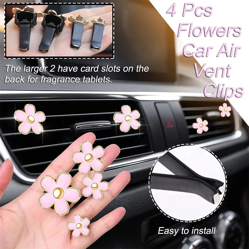 10 Pcs Car Accessories Set,Leather Steering Wheel Cover for Women Cute Car Accessories Set with Seat Belt Shoulder Pads Cup Holders for Women Girl Car Interior Pink Suit