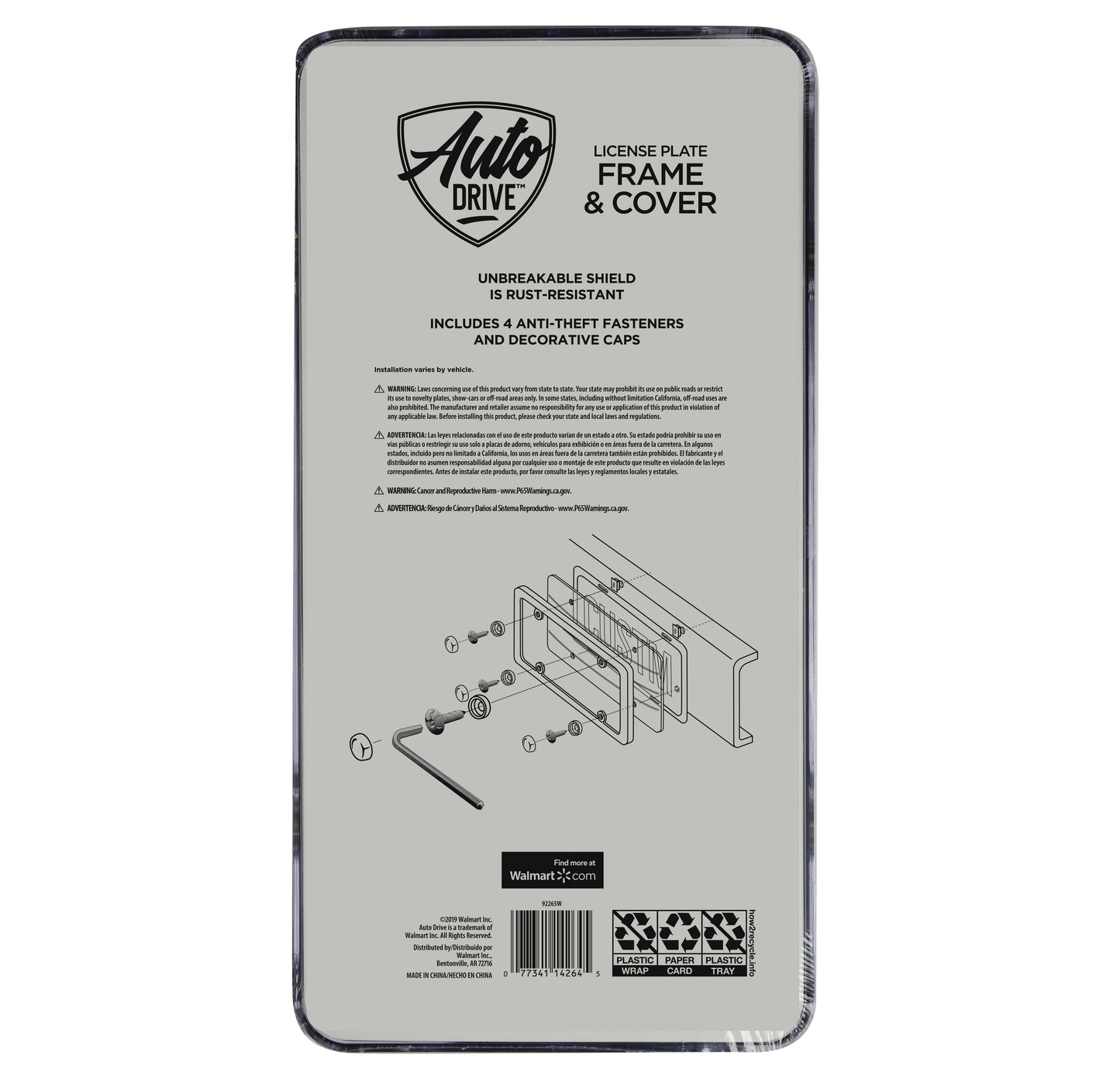 Black Anti-Theft License Plate Cover and Frame