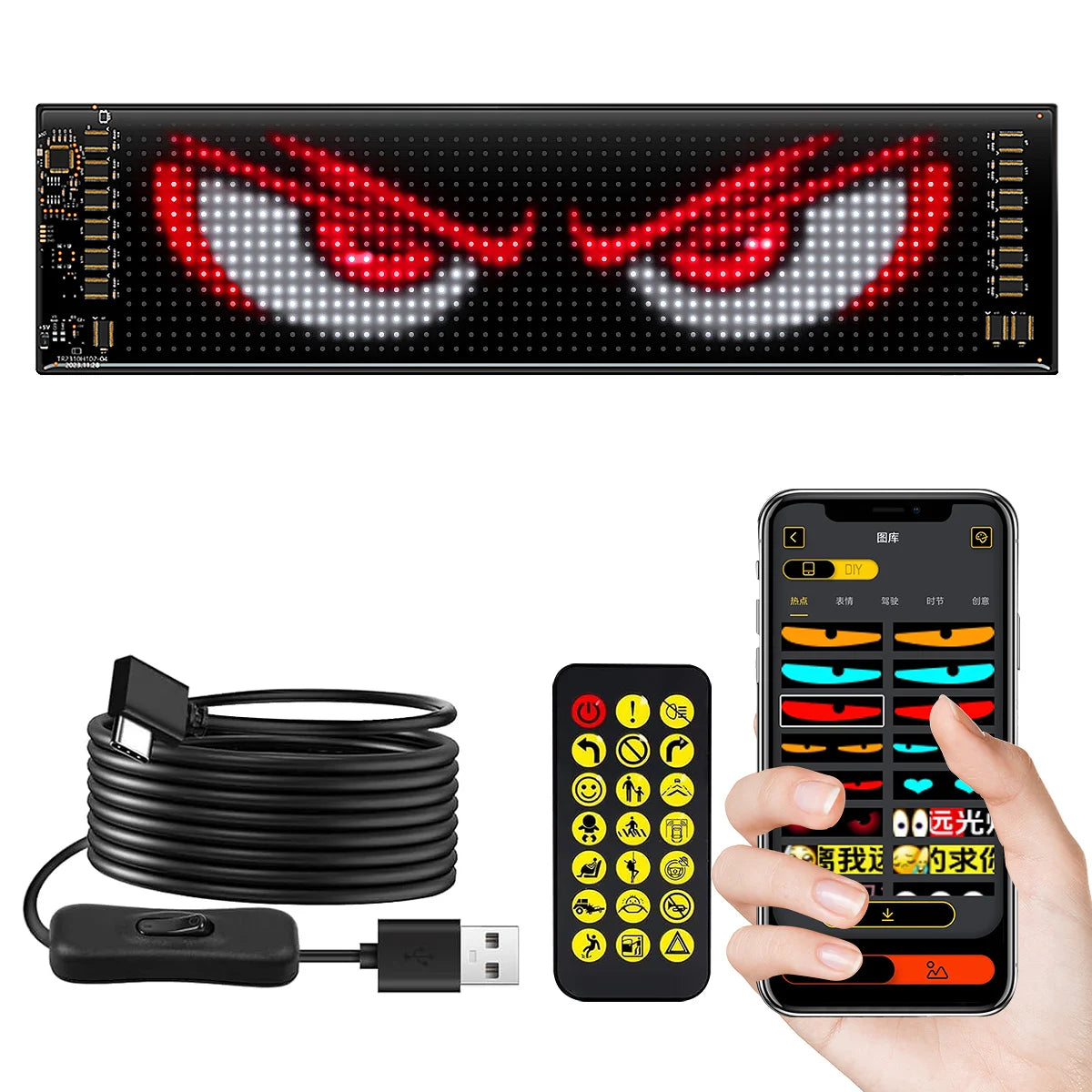 Car LED Sign Bluetooth APP LED Matrix Pixel Panel Night Light DIY Programmable Flexible LED Display for Car Store Hotel Bar
