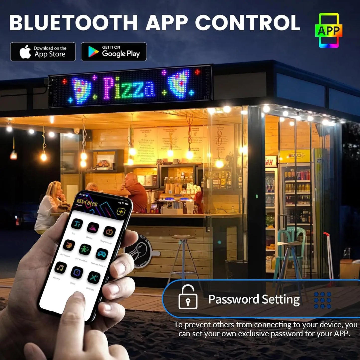 Car LED Sign Bluetooth APP LED Matrix Pixel Panel Night Light DIY Programmable Flexible LED Display for Car Store Hotel Bar