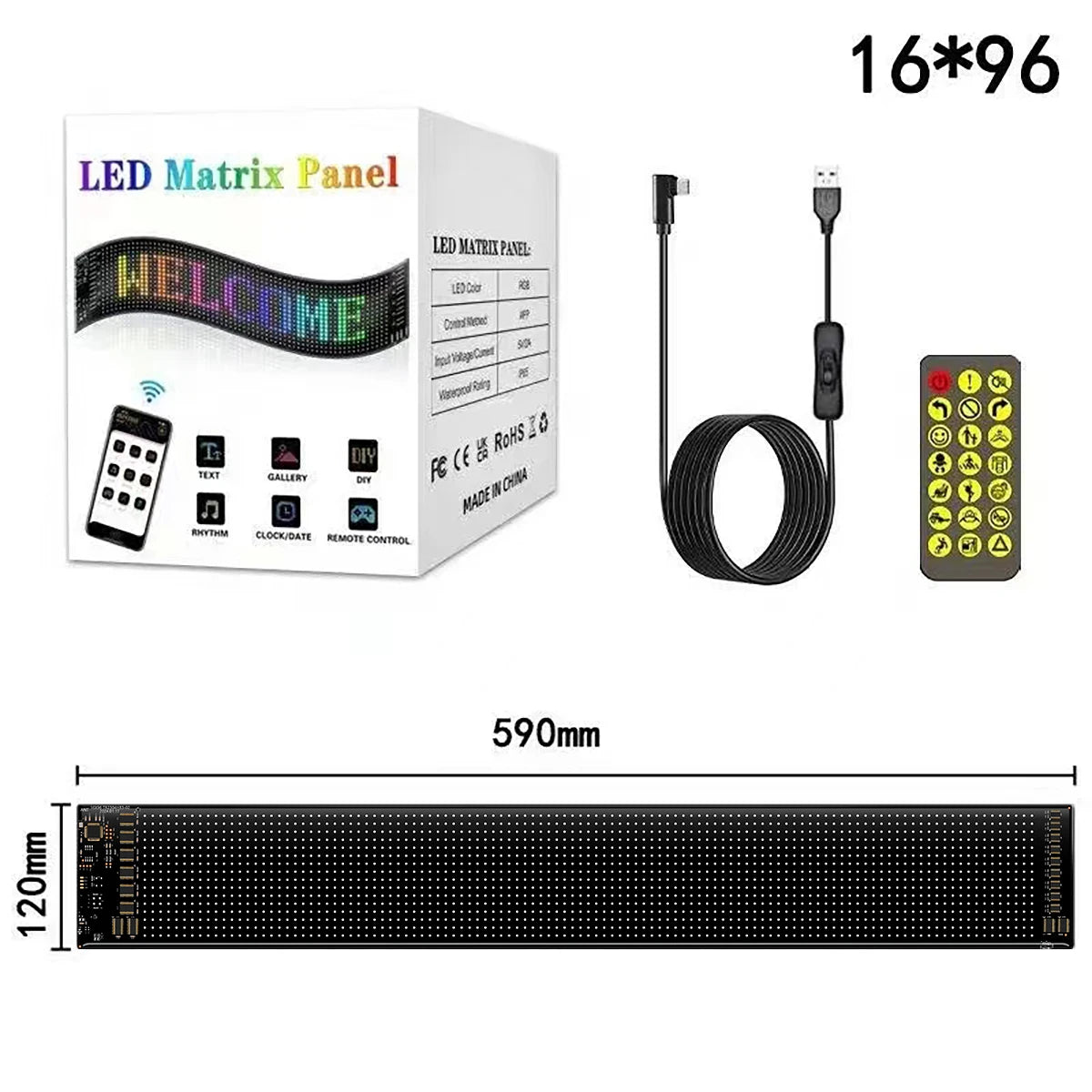 Car LED Sign Bluetooth APP LED Matrix Pixel Panel Night Light DIY Programmable Flexible LED Display for Car Store Hotel Bar
