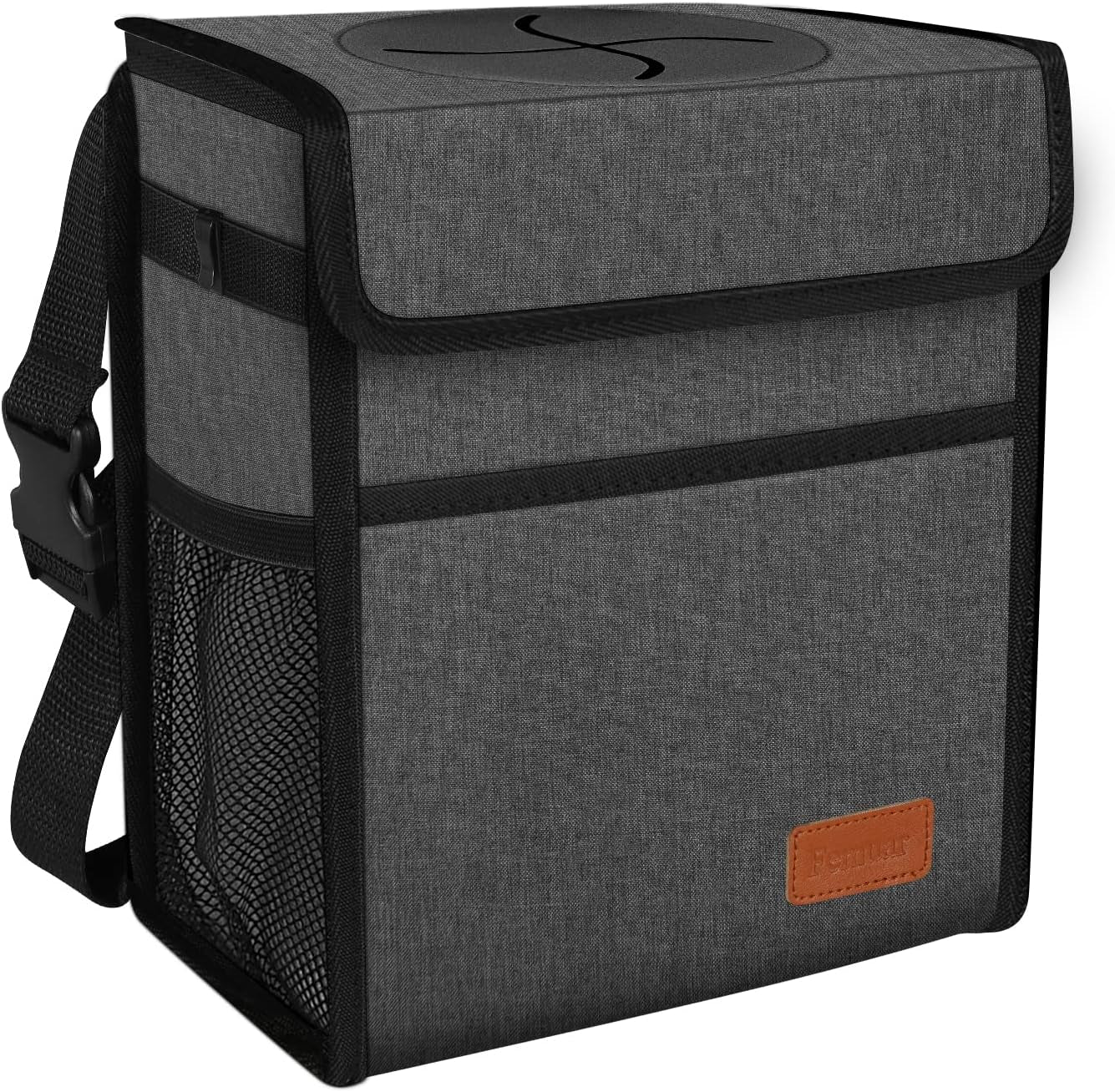 Car Trash Can Leak Proof Car Trash Bag Waterproof Car Garbage Can with Lid for SUV Front Seat Multipurpose Car Hanging for Headrest Collapsible and Portable with Storage Mesh Pocket, Grey