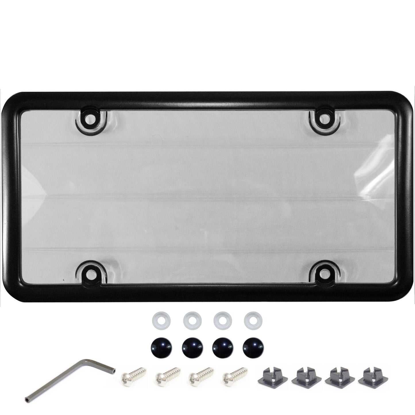 Black Anti-Theft License Plate Cover and Frame