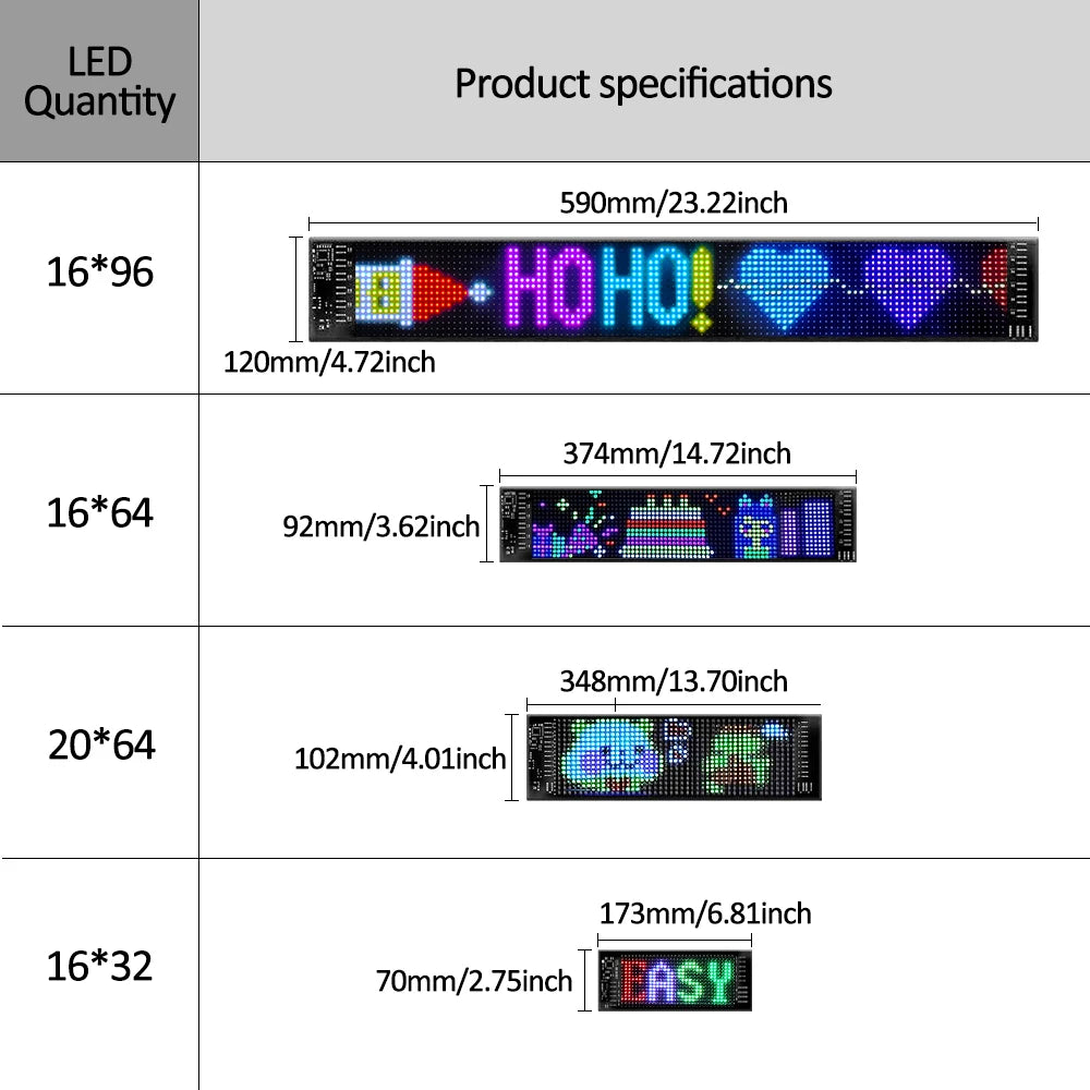 Car LED Sign Bluetooth APP LED Matrix Pixel Panel Night Light DIY Programmable Flexible LED Display for Car Store Hotel Bar