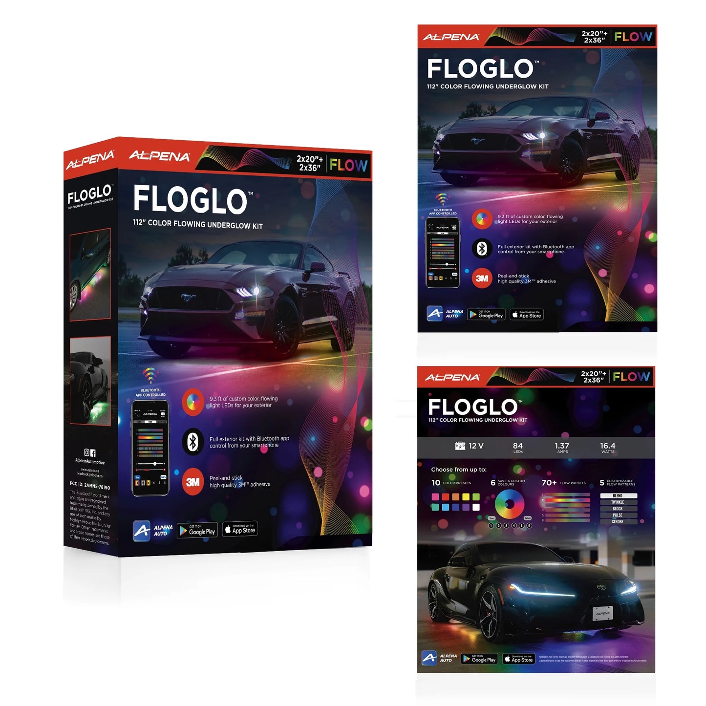 Floglo 112" Exterior Command Custom Color LED Strip for Automotive under Glow, Model 78190
