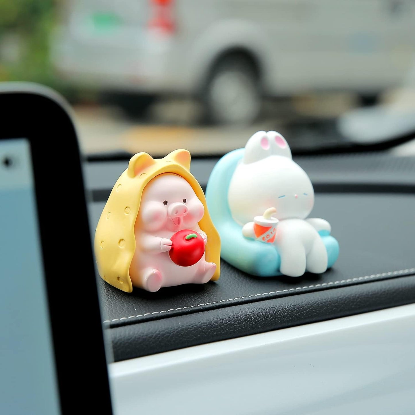 Car Dashboard Figurine Cute Rabbit Sleeping on Sofa Resin Bunny Knick-Knacks Desk Decor Room Decorative Bookshelf Easter Decorations