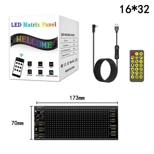 Car LED Sign Bluetooth APP LED Matrix Pixel Panel Night Light DIY Programmable Flexible LED Display for Car Store Hotel Bar