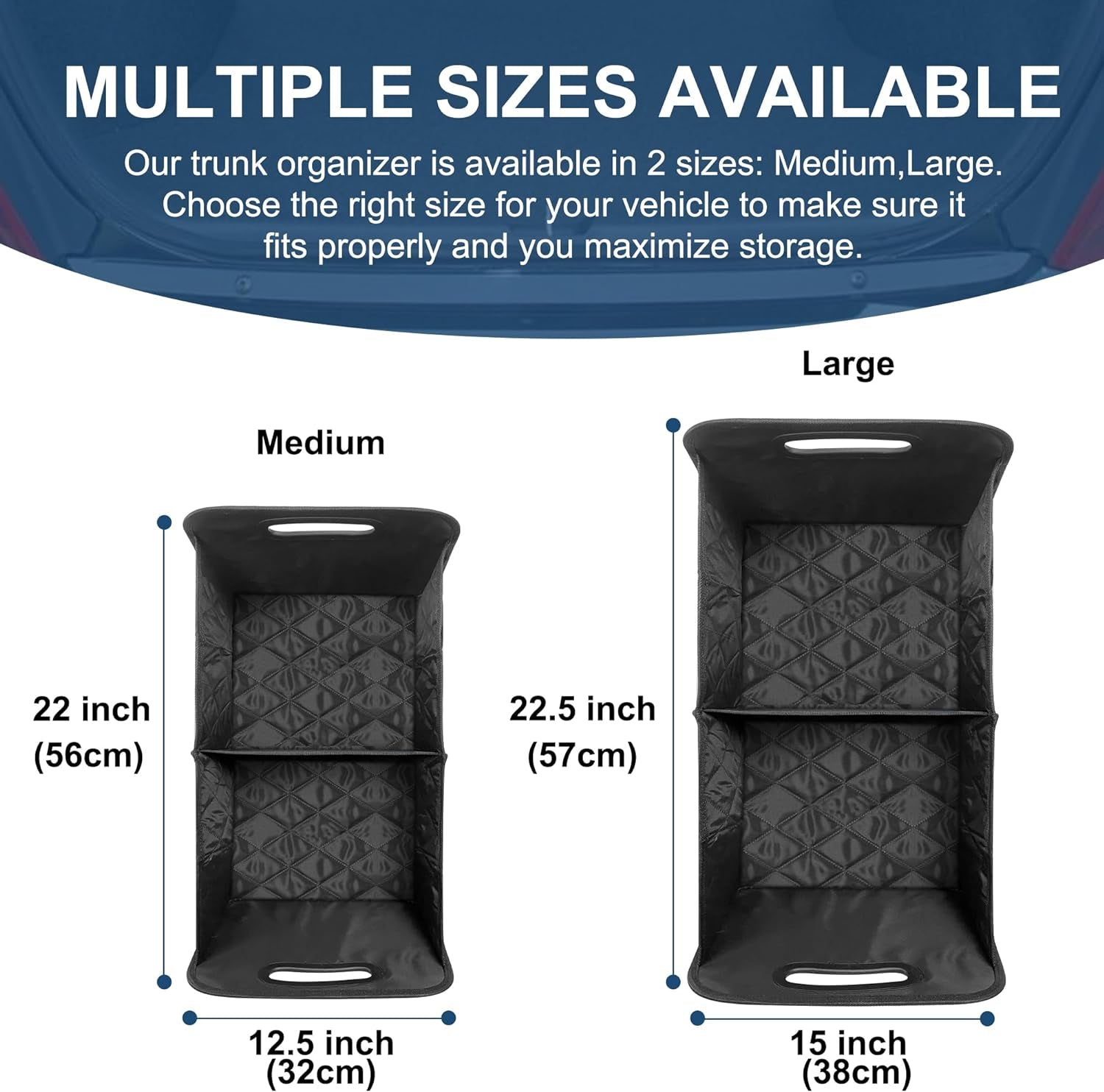 Car Trunk Organizer for SUV, Car Organizers and Storage with 6 Pocket, Car Accessories for Women/Men 50Lwaterproof Polyester Trunk Organizer, Black