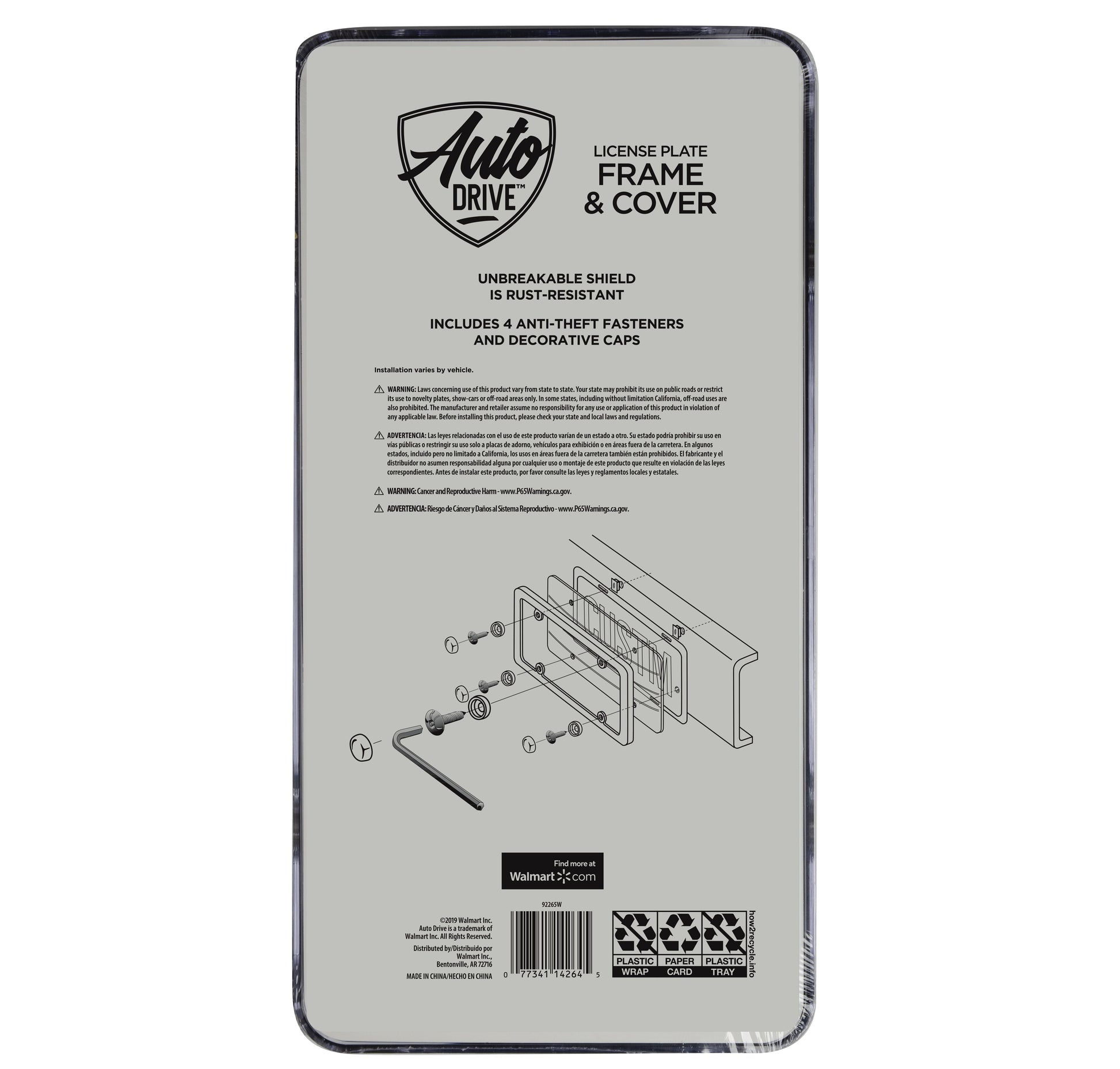 Black Anti-Theft License Plate Cover and Frame