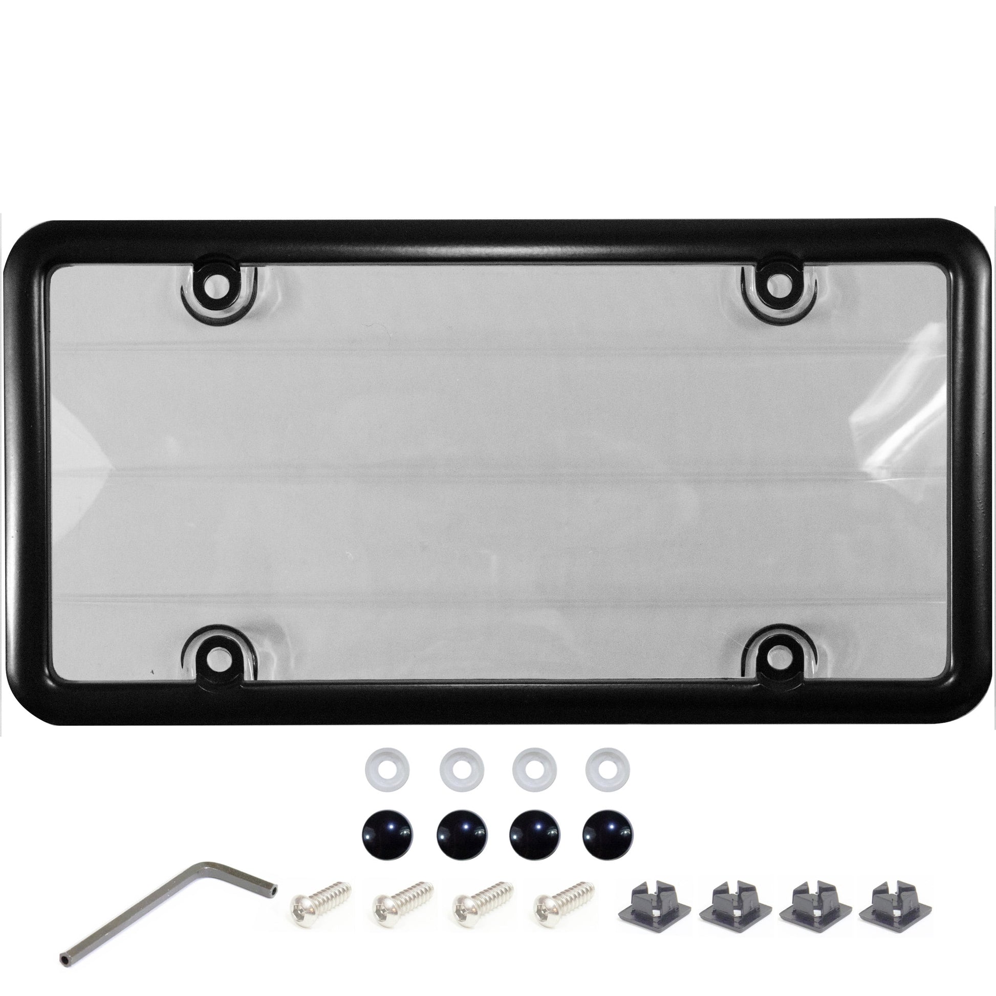 Black Anti-Theft License Plate Cover and Frame