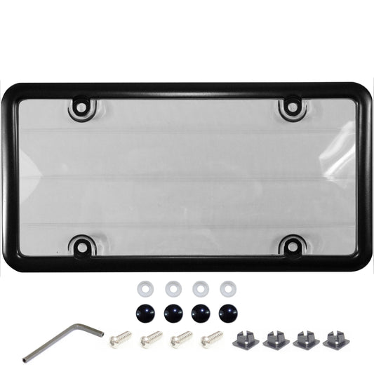 Black Anti-Theft License Plate Cover and Frame
