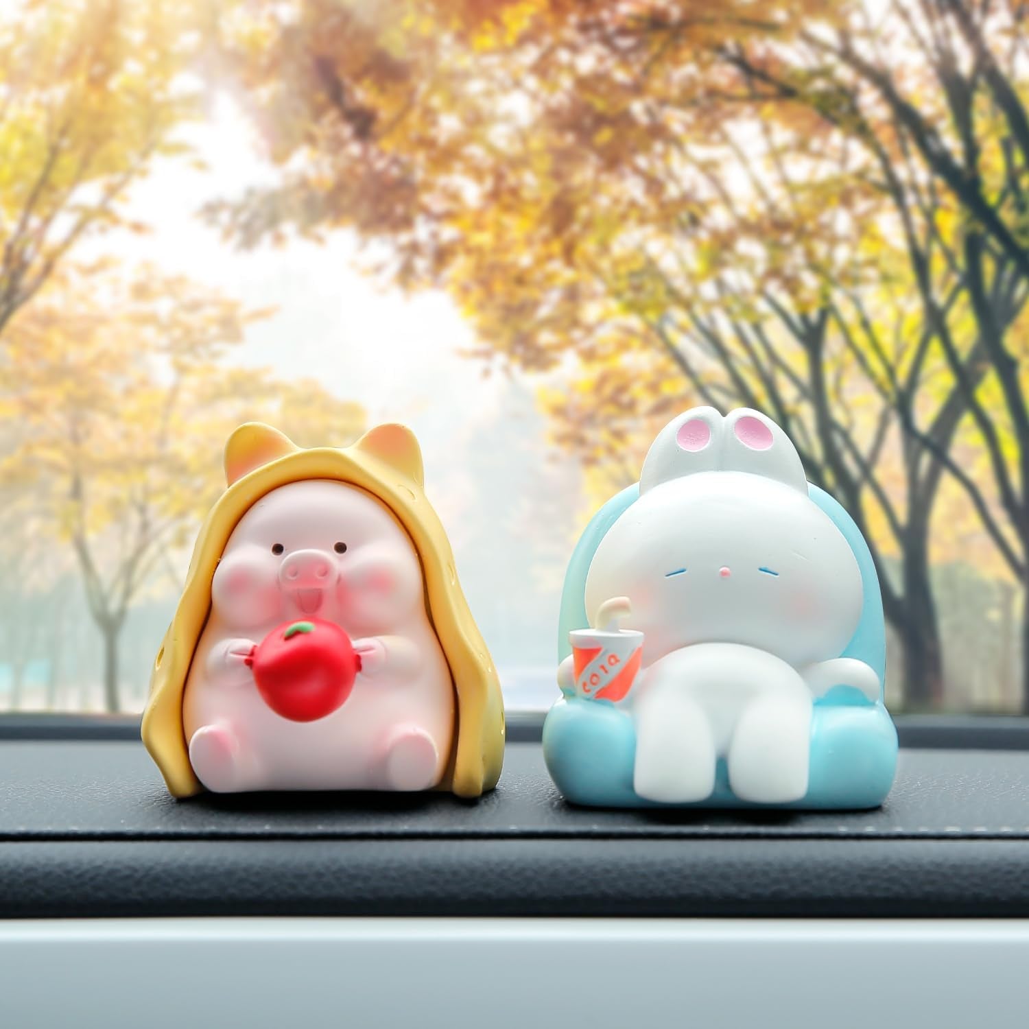 Car Dashboard Figurine Cute Rabbit Sleeping on Sofa Resin Bunny Knick-Knacks Desk Decor Room Decorative Bookshelf Easter Decorations