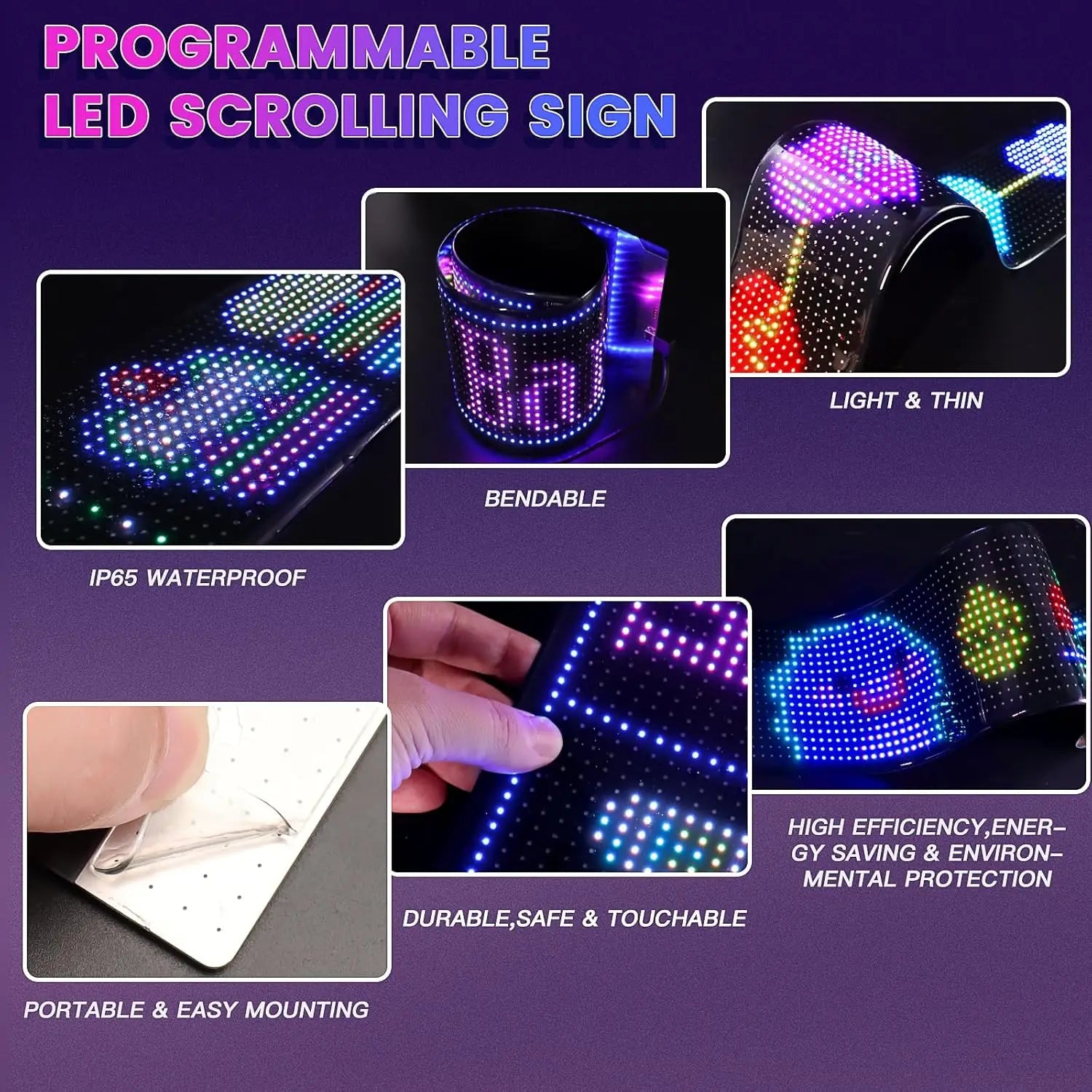 Car LED Sign Bluetooth APP LED Matrix Pixel Panel Night Light DIY Programmable Flexible LED Display for Car Store Hotel Bar