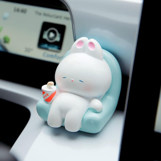 Car Dashboard Figurine Cute Rabbit Sleeping on Sofa Resin Bunny Knick-Knacks Desk Decor Room Decorative Bookshelf Easter Decorations