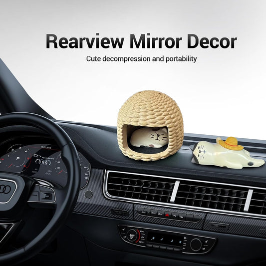 3PCS Cute Cat Ornaments Japanese Dashboard Decorations Rearview Mirror Desktop Decor Car Pussy Cartoon Figure Universal Animal Ornament Decorate Interior Funny Decors Accessories Animals Gifts