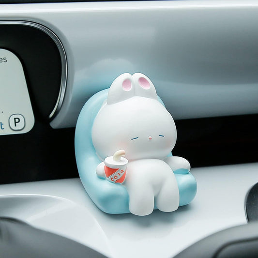 Car Dashboard Figurine Cute Rabbit Sleeping on Sofa Resin Bunny Knick-Knacks Desk Decor Room Decorative Bookshelf Easter Decorations